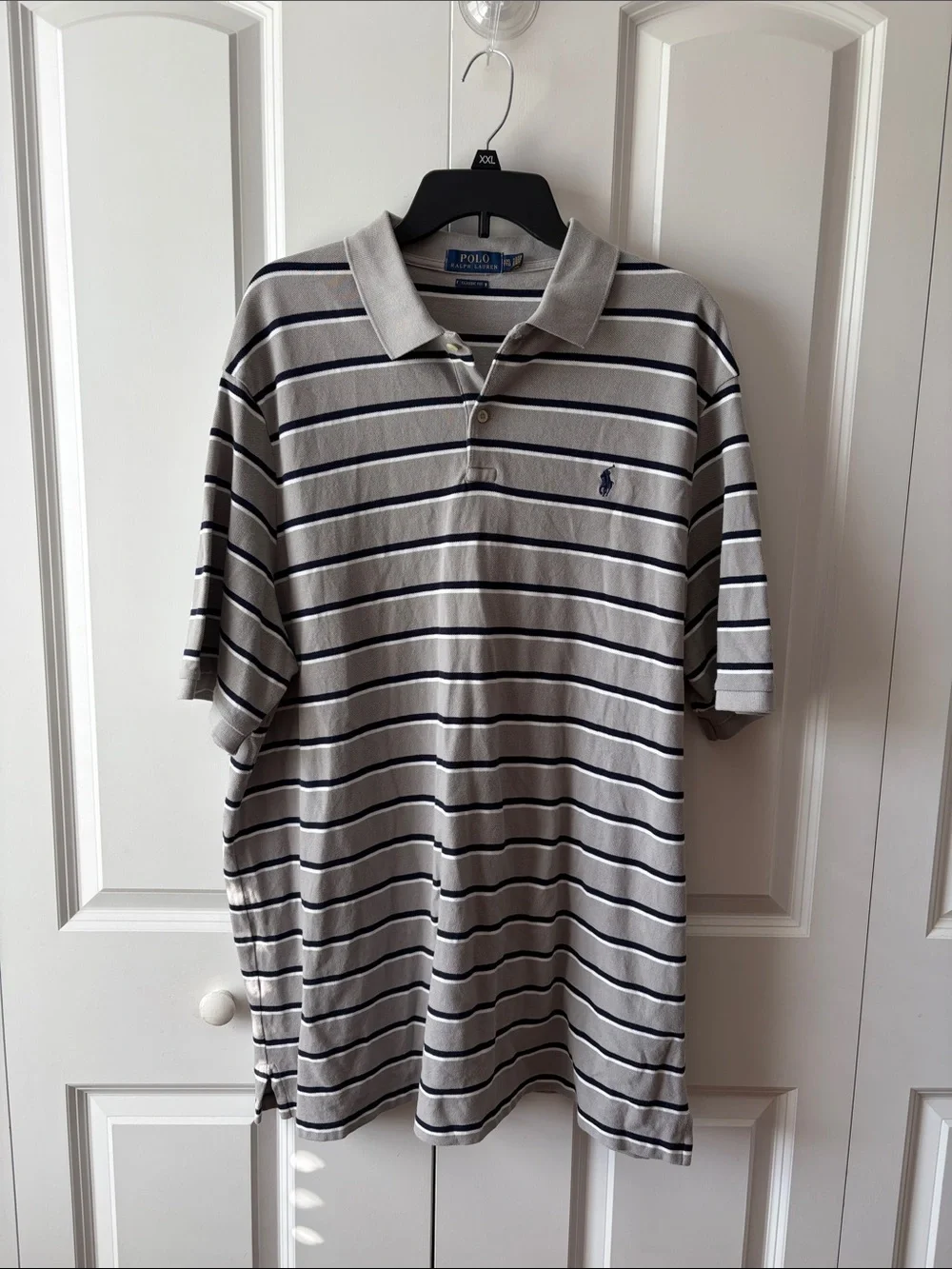 Polo Ralph Lauren Men's Gray & Navy Striped Polo Shirt Size XXL